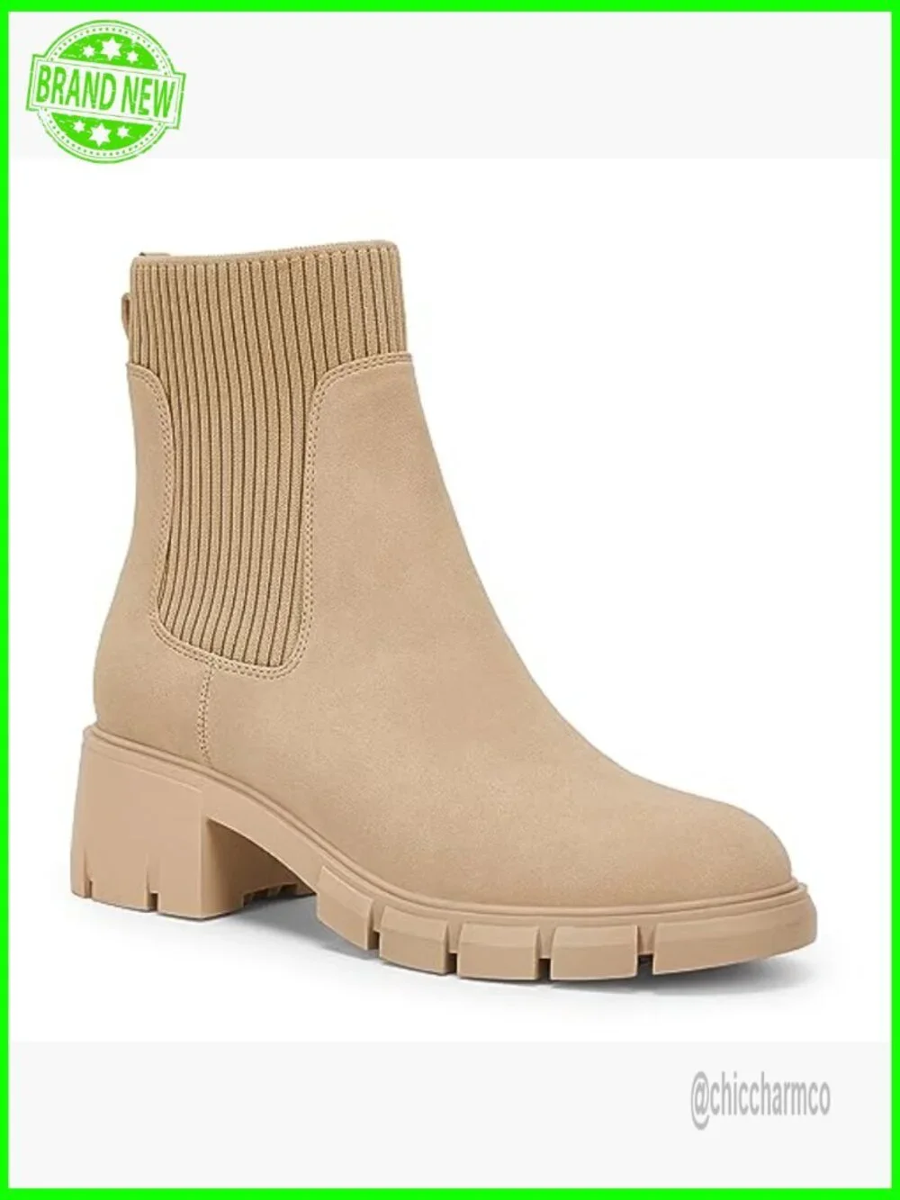 Platform Ankle Boots Chunky Heel Chelsea Booties Lug Sole Combat Shoes
